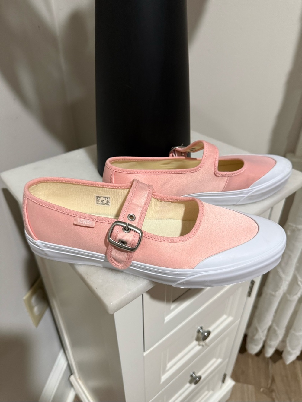 Vans Pink Mary Jane Canvas Flats with Buckle